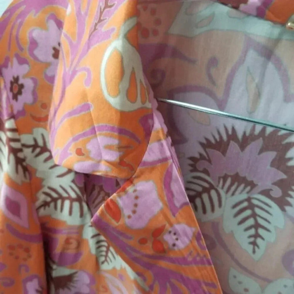 Alexis Beax Blouson-sleeve Printed Crepe Blouse In Orange Blossom L - Picture 11 of 16